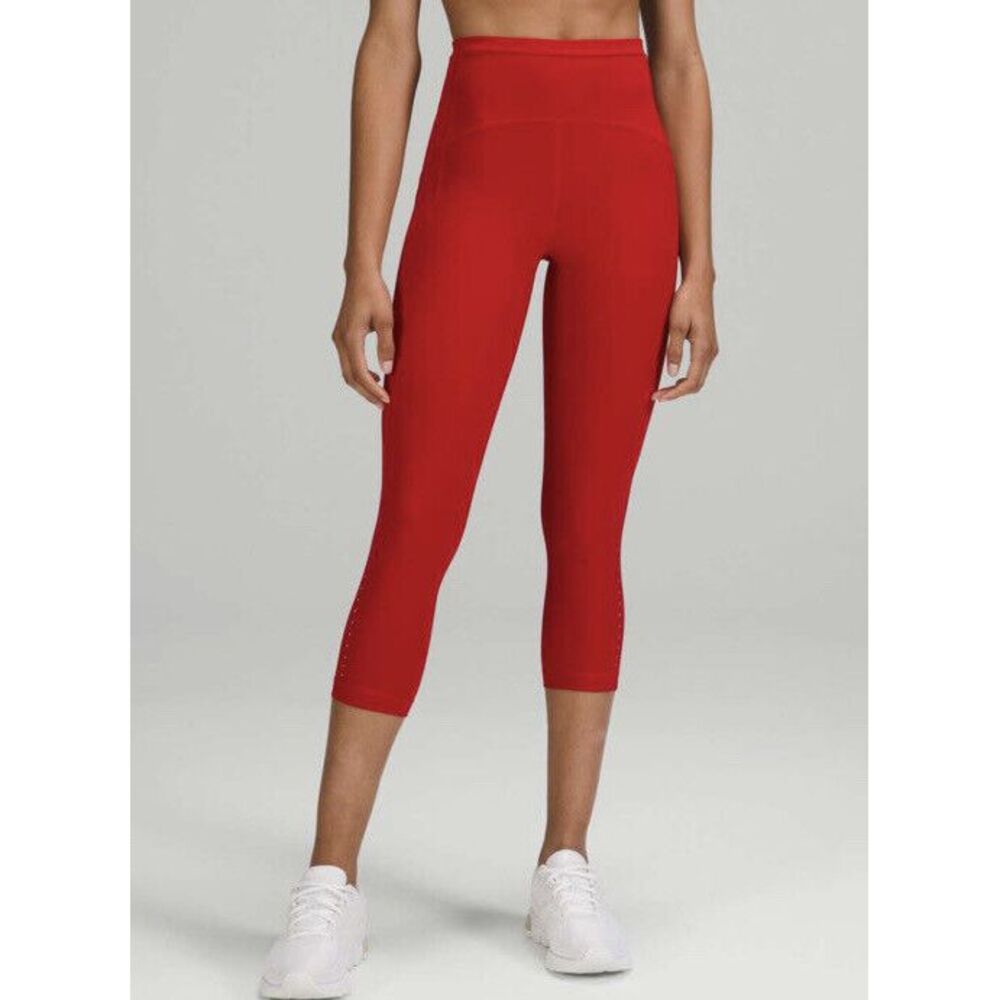 Lululemon Sz 4 Swift Speed HR Crop ‎ 21" Red DKRD Pant Luxtreme HiRise